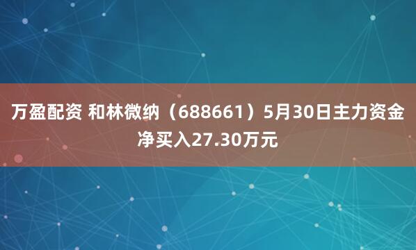 万盈配资 和林微纳（688661）5月30日主力资金净买入27.30万元