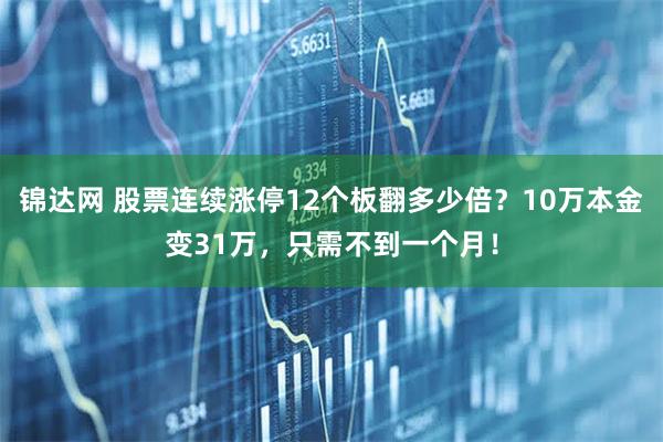 锦达网 股票连续涨停12个板翻多少倍?10万本金变31万,只需不到一个月!